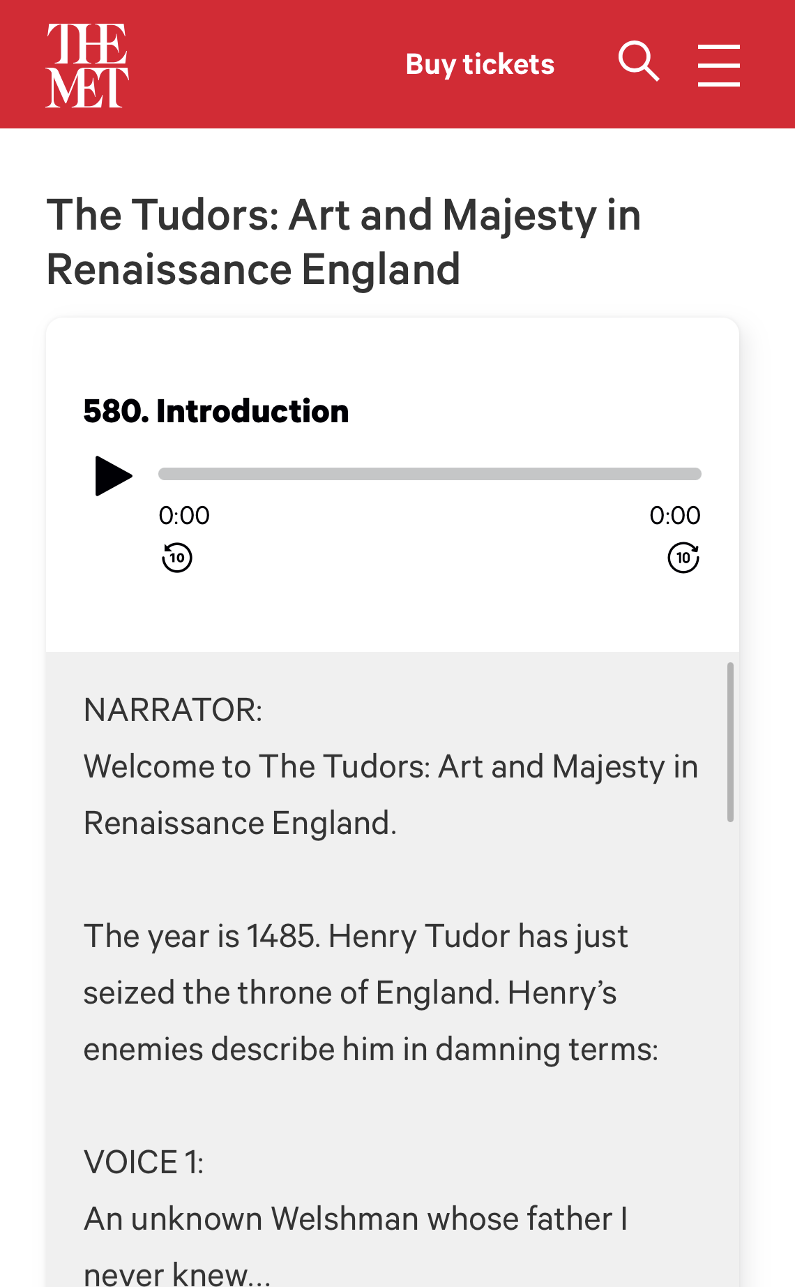 Image of the transcript of The Tudors: Art and Majesty in Renaissance England.