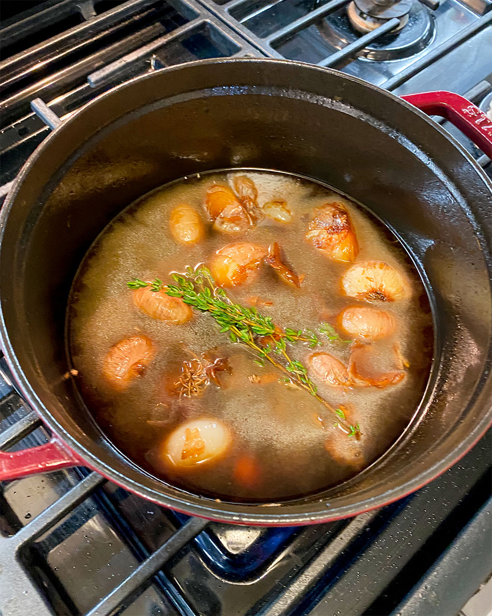 a pot of food cooking